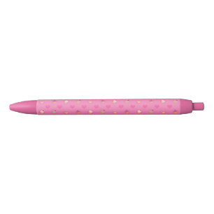 Roze koekjespatroon zwarte inkt pen