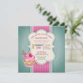 Roze koekjesuitnodiging kaart (Staand voorkant)