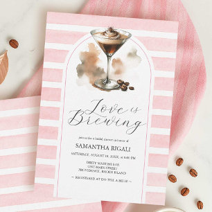 Roze Koffie Martini Bruids Douche Uitnodigingen