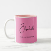 Roze koffie Mok Script Name Text Sjabloon (Links)