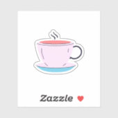 Roze koffie theekop sticker (Vel)
