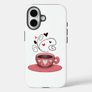 Roze koffiebeker iPhone 16 hoesje