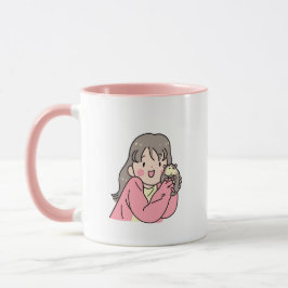 Roze koffiebeker met een tepel en een spijkermeisj mok