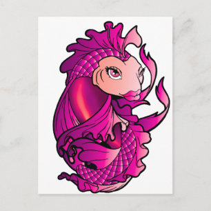 Roze koi briefkaart