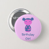 Roze Kokeshi Blue Button (Voorkant /achterkant)