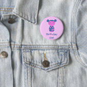 Roze Kokeshi Blue Button (In situ)