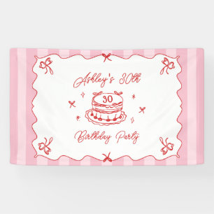 Roze Kokette Gestreepte Vintage Handgetekende Verj Spandoek