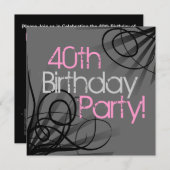 Roze kolenkool - zwarte aangepaste uitnodigingen (Voorkant / Achterkant)