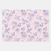 Roze Kolibrie & Vlinder Bloemen Wrapping Inpakpapier Vel (Voorkant 3)