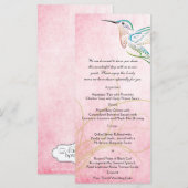 Roze kolibrie Waterverf bruiloft Menu (Voorkant / Achterkant)