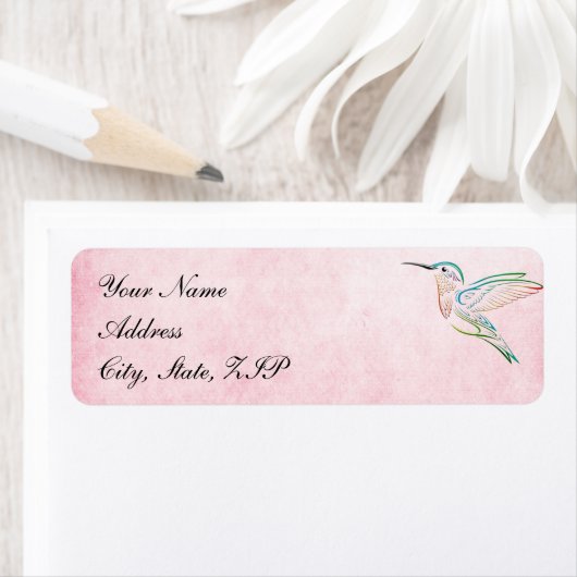 Roze kolibrie Waterverf trouwlabels Etiket (Insitu)