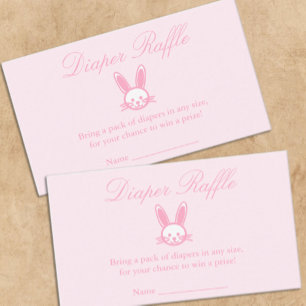 Roze Konijn Baby Shower Luier Raffle Informatiekaartje