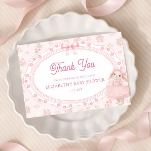 Roze Konijn Chic Baby Shower Bedankkaart Kaart