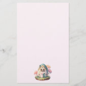 Roze konijn & ei gevormd huis kawaii stijl briefpapier (Voorkant)