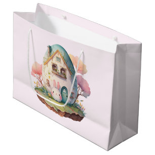 Roze konijn & ei gevormd huis kawaii stijl groot cadeauzakje