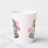 Roze konijn & ei gevormd huis kawaii stijl papieren bekers (Rechts)