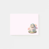 Roze konijn & ei gevormd huis kawaii stijl post-it® notes (Voorkant)