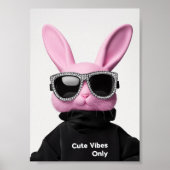 Roze konijn in zonnebril poster (Voorkant)
