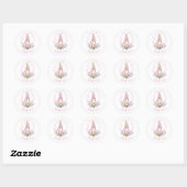 Roze Konijn Konijn Dierenthema Baby Shower Ronde Sticker (Vel)