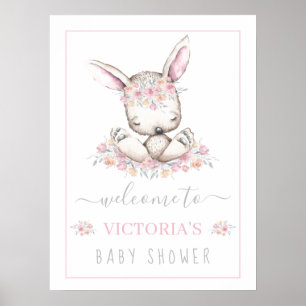 Roze Konijn Konijntje Meisje Baby Shower Welkomstb Poster