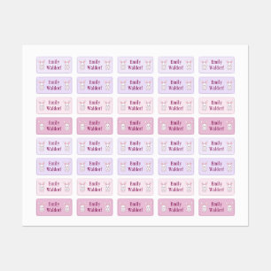Roze Konijn Naamlabels voor Kinderkleding School Labels