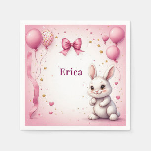 Roze Konijn Verjaardagsballon 🐰 Servet