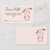 Roze Konijn Waterverf Baby shower Luier Raffle Informatiekaartje (Voorkant / Achterkant)