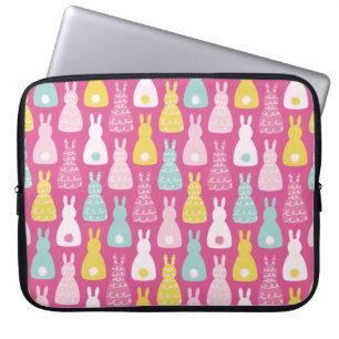 Roze konijnenkonijnenpatroon laptop sleeve