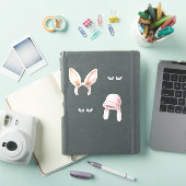 Roze Konijnenoren Wimpers Sticker (iPad Cover)