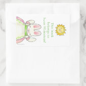 Roze konijnenplaat rechthoekige sticker (Tas)