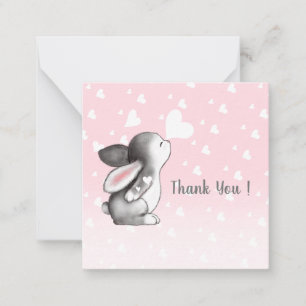 Roze konijntje hart confetti dank u briefkaarten