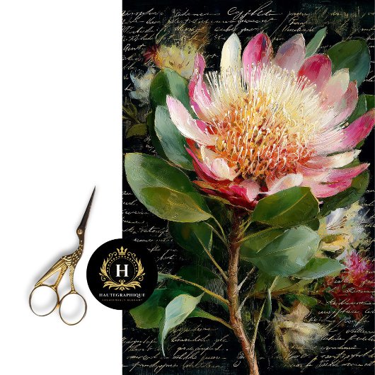 Roze Koning Protea Bloem Decoupage Tissuepapier