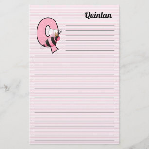 Roze koninginnenbrood met "Q" gebondenheid Briefpapier