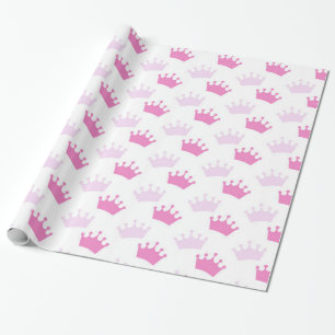 Roze Koninklijke Kroon Sprookjes Prinsessen Feestj Cadeaupapier