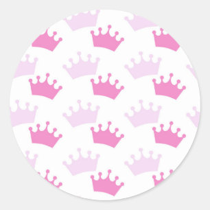 Roze Koninklijke Kroontjes Sprookjes Prinses Baby  Ronde Sticker