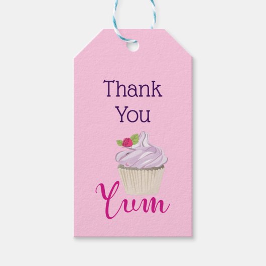 Roze kookcake Yum! Hartelijk Bedankt Cadeaulabel (Voorkant)