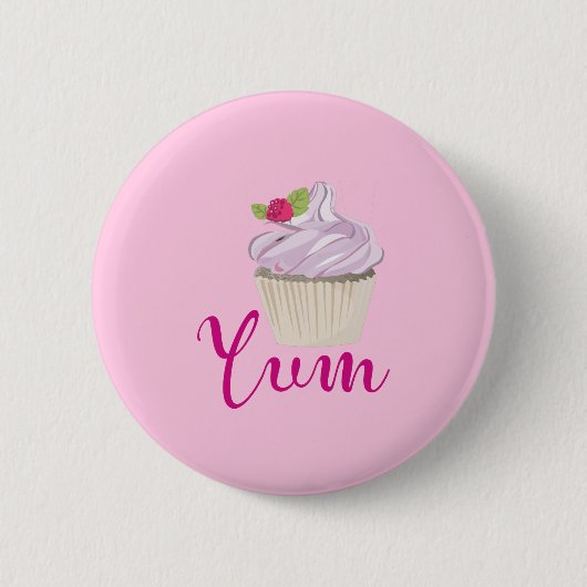 Roze kookcake Yum! Ronde Button 5,7 Cm (Voorkant)
