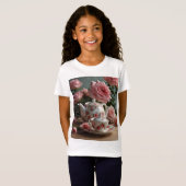 Roze Kool Roos Thee T-shirt (Voorkant volledig)