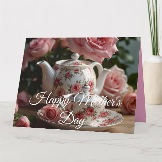 Roze Koolroos Thee Kaart (Voorkant)