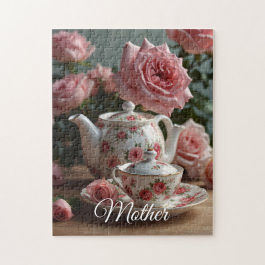 Roze Koolrozen Thee Legpuzzel (Verticaal)