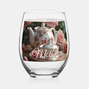 Roze Koolrozen Thee Wijnglas Zonder Voet