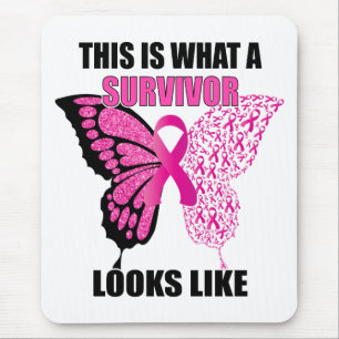Roze koolstof Survivor Butterfly Breast Cancer Muismat