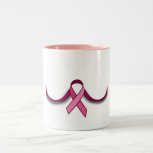 Roze koolstofborst kanker tweekleurige koffiemok