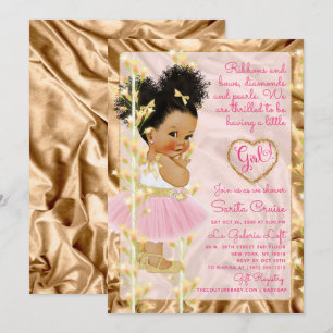 Roze koper Gold Baby shower Girl Kaart
