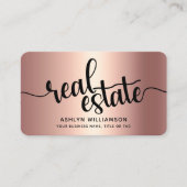 Roze Koper Zwart Makelaar Foto QR-code Visitekaartje (Voorkant)