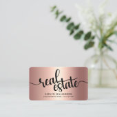 Roze Koper Zwart Makelaar Foto QR-code Visitekaartje (Staand voorkant)