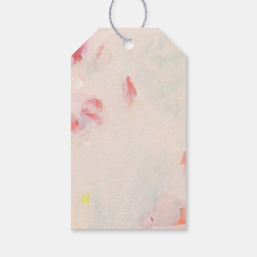 Roze & Koraal Abstracte Bloemenkunst Cadeau Bedank Cadeaulabel (Achterkant)