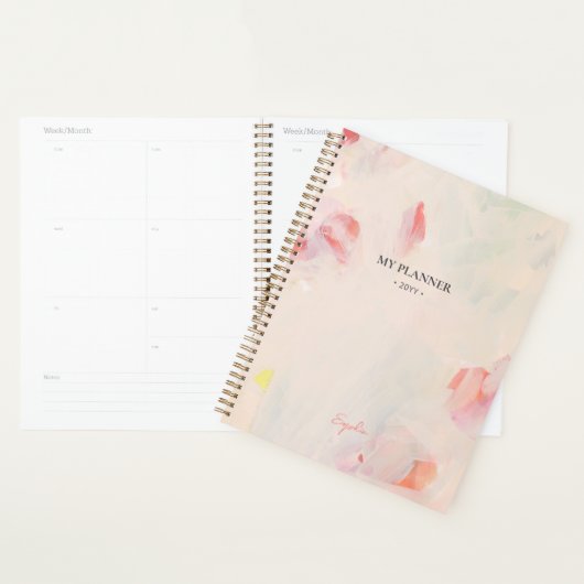 Roze & Koraal Abstracte Floral Art Goal Planner (Display)