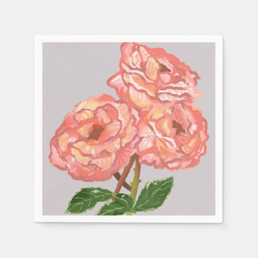 Roze & Koraal Bloemen Papier servetten (Voorkant)