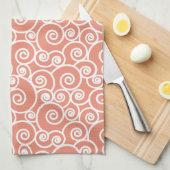 Roze koraal Blush Abstract Zwirly Seashell Patroon Theedoek (Quarter Fold)